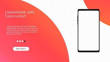 Modern UI smartphone apps layout design background for website, landing page, cover, banner with blank screen mockups. vector