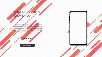 Modern UI smartphone apps layout design background for website, landing page, cover, banner with blank screen mockup.