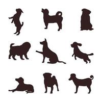 establecer siluetas de perros con muchas colecciones de estilos diferentes vector