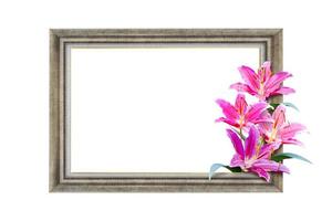 vintage frame with lily flower photo