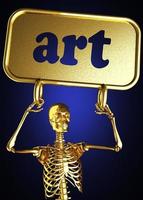 art word and golden skeleton photo