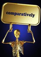 comparativamente palabra y esqueleto dorado foto