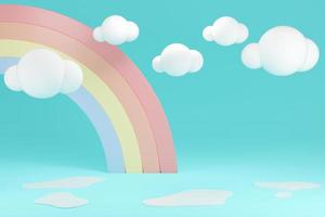 3D Rendering concept of rainbow background and puddle with blank space for commercial design. 3D Render. illustration. photo