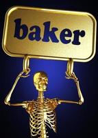 baker word and golden skeleton