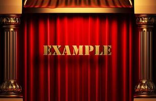 example golden word on red curtain photo