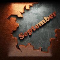 septiembre vector palabra de madera foto
