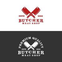 butcher shop logo with two crossed knives vector