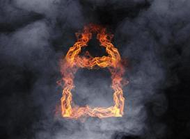 House sign made of burning flame photo