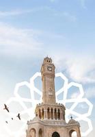 ilustración de la torre del reloj de izmir e imagen publicitaria foto