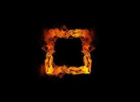 Square sign of burning flame photo