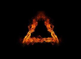 Triangle sign consisting of burning flame