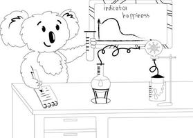 libro para colorear con científico koala en laboratorio vector