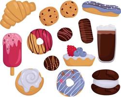 Vector set with sweets and bakery