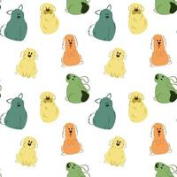 Pattern with funny colored dogs vector
