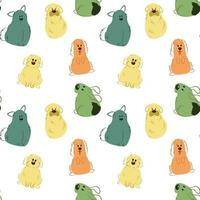 Pattern with funny colored dogs vector