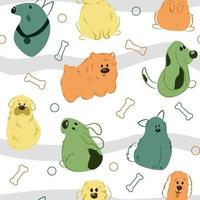 Pattern with funny dogs and stripes vector