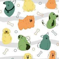 Pattern with funny dogs and stripes vector