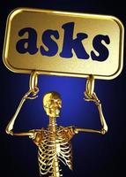 asks word and golden skeleton photo