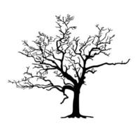 silueta de árbol sobre fondo blanco vector