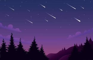 lluvia de meteoritos en el fondo de la noche vector