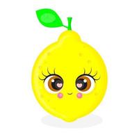 Cute lemon character, summer illustration, cute lemon sticker, textile print, packaging, postcard, vector illustration