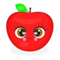 Cute apple character, summer illustration, cute apple sticker, textile print, packaging, postcard, vector