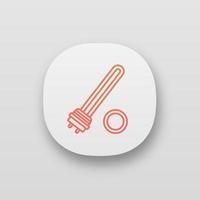 Water heater element app icon. Immersion heater. Electric heating element. UI UX user interface. Web or mobile application. Vector isolated illustration