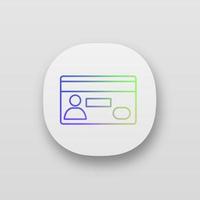 icono de la aplicación de tarjeta de crédito. pago sin efectivo. pago electrónico. interfaz de usuario ui ux. aplicación web o móvil. ilustración vectorial aislada vector