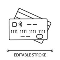 NFC credit card linear icon. Cashless payment. Thin line illustration. E-payment. Contour symbol. Vector isolated outline drawing. Editable stroke