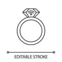 NFC ring linear icon. Near field communication. RFID transponder. Thin line illustration. Smart ring. Contactless technology. Contour symbol. Vector isolated outline drawing. Editable stroke