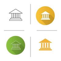 Account balance icon. Flat design, linear and color styles. Online banking. Bank building. Isolated vector illustrations