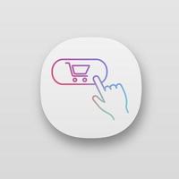 Buy button app icon. Add to cart. Online shopping. Digital purchase. UI UX user interface. Web or mobile application. Vector isolated illustration