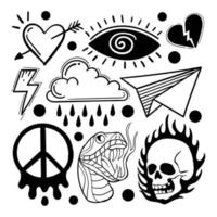 Elements hand drawn doodle vintage for tattoo sticker etc