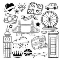 London city doodles elements collection Hand drawn vector