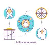 Self development concept icon. Personal growth idea thin line illustration. Skills improving. Goal achieving. Vector isolated outline drawing