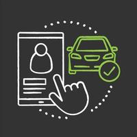 Drivers choosing chalk concept icon. Taxi ordering. Carpooling idea. Vector isolated chalkboard illustration