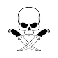 hand drawn skull with cross knife doodle illustration for tattoo stickers poster etc vector