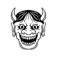 hand drawn devil face vintage doodle illustration for tattoo stickers poster etc vector