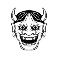 hand drawn devil face vintage doodle illustration for tattoo stickers poster etc vector