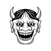 cara de diablo dibujada a mano ilustración de garabato vintage para cartel de pegatinas de tatuaje, etc. vector