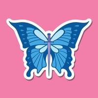 hand drawn blue butterfly vintage doodle illustration for tattoo stickers poster etc vector