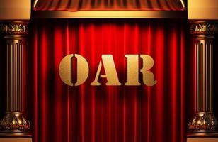 oar golden word on red curtain photo