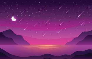 Meteor Rain Scenery Background vector