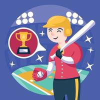 Character Focused Baseball Player vector