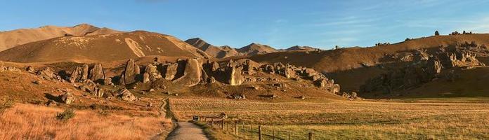 Panoramic view of the rock formation at Castle Hills, New Zealand photo