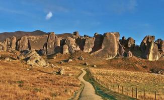 view of the rocks formation on a sunny day of autumn at Castle hills, New Zealand photo