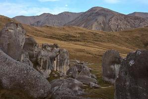 view of the rock formations at Castle Hills, New Zealand photo