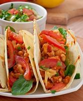 Tacos with chicken and bell peppers photo