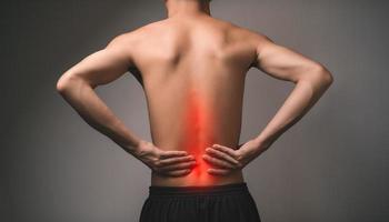 Male patient with back pain, bone, tendon, pain Medical concept injury photo