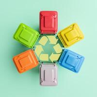 Circle from colorful recycling bins photo